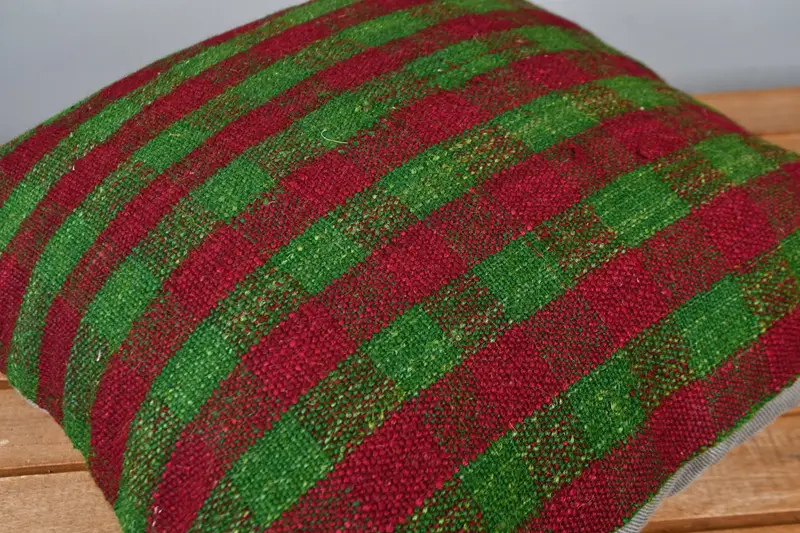 Boho Pillow Sham Cover, Retro Throw Pillow Case, 16x16 Red Pillow Sham, Pillow for Sofa, Bright Cushion Cover, Cushion, Ethnical Kilim Rug Pillow - 4