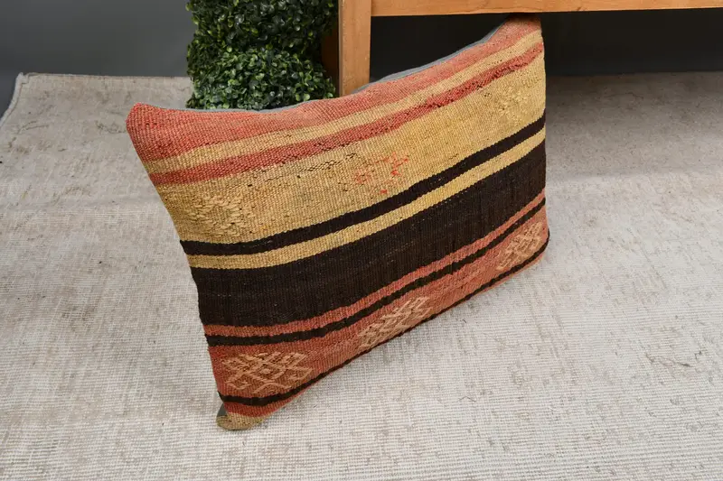 Interior Designer Pillow, 16x24 Beige Cushion Case, Handmade Throw Pillow Cover, Pillow for Couch, Pillow, Vintage Kilim Pillow - 7