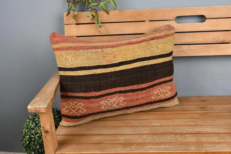 Interior Designer Pillow, 16x24 Beige Cushion Case, Handmade Throw Pillow Cover, Pillow for Couch, Pillow, Vintage Kilim Pillow - 1