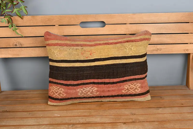Interior Designer Pillow, 16x24 Beige Cushion Case, Handmade Throw Pillow Cover, Pillow for Couch, Pillow, Vintage Kilim Pillow - 6