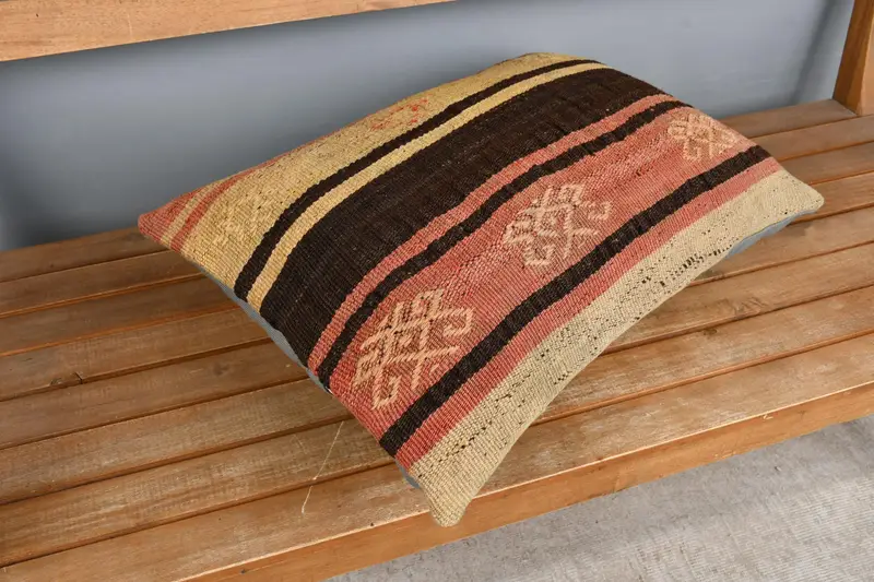 Interior Designer Pillow, 16x24 Beige Cushion Case, Handmade Throw Pillow Cover, Pillow for Couch, Pillow, Vintage Kilim Pillow - 2