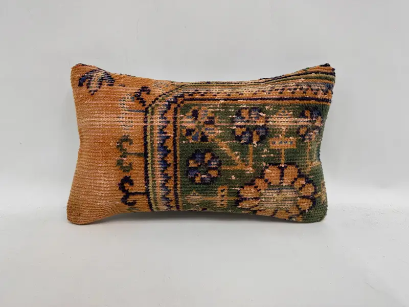 Ethnical Kilim Rug Pillow, Pillow, Armchair Cushion Case, 12x20 Orange Pillow, Garden Cushion Cover, Throw Kilim Pillow, Gift Pillow - 1