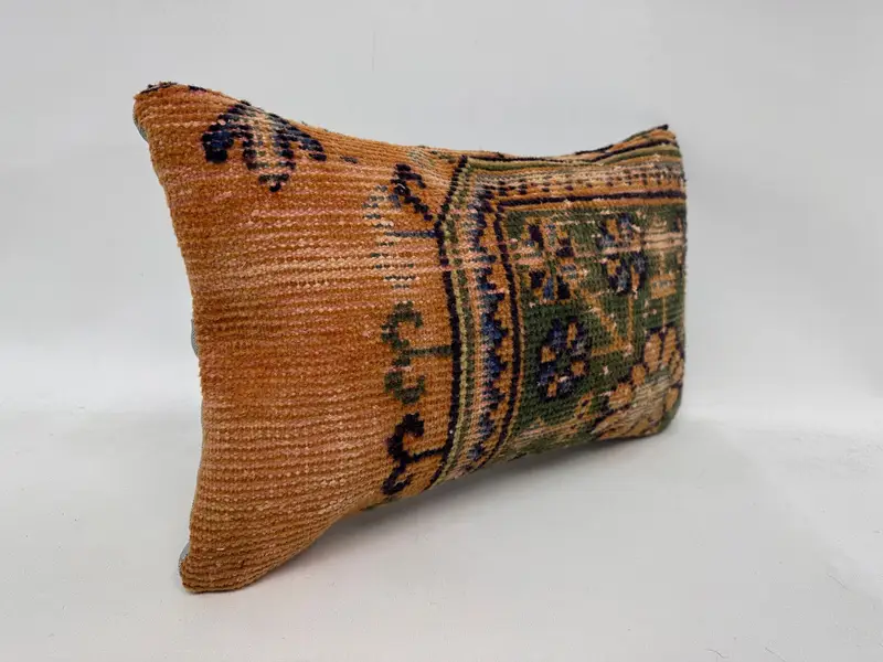 Ethnical Kilim Rug Pillow, Pillow, Armchair Cushion Case, 12x20 Orange Pillow, Garden Cushion Cover, Throw Kilim Pillow, Gift Pillow - 3