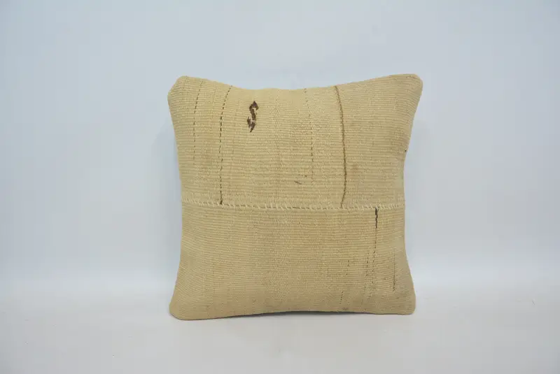 Gift Pillow, Accent Throw Pillow, Antique Pillows, Vintage Pillow, Cushion, Ethnic Pillow Cover Cushion Case, 14x14 Beige Cushion Cover - 1