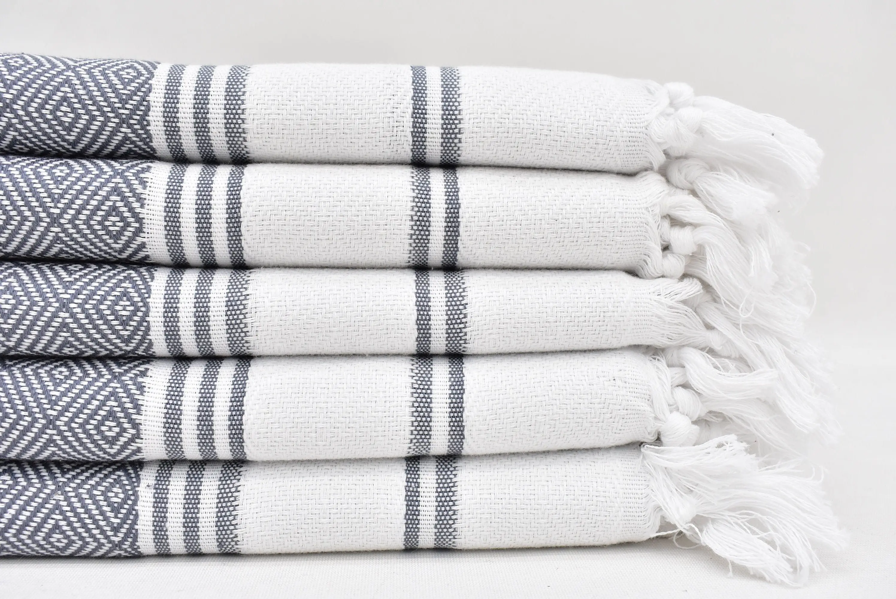 Personalized Dark Gray-White Diamond Tea Towel, 40x18 Inches - 1