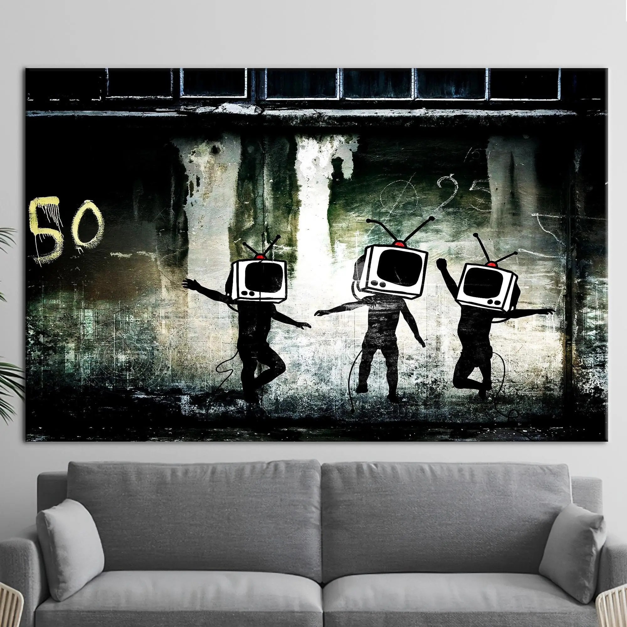 Enchanting Banksy Dancing People Canvas Print - Vibrant Graffiti Art - 1