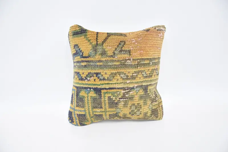 Handmade Kilim Cushion, Pillow Sham, Ethnical Kilim Rug Pillow, 12x12 Orange Pillow Cover, Turkish Pillow, Decorative Throw Pillow - 1
