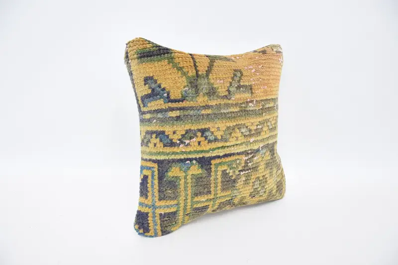 Handmade Kilim Cushion, Pillow Sham, Ethnical Kilim Rug Pillow, 12x12 Orange Pillow Cover, Turkish Pillow, Decorative Throw Pillow - 3
