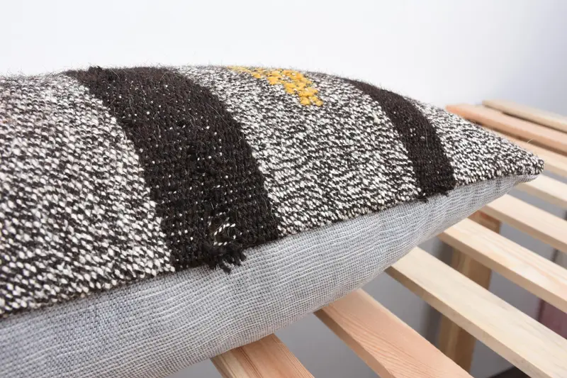 Turkish Kilim Pillow, Farmhouse Pillow, Kilim Pillow, Pillow Case, 12x36 Brown Pillow Case, Vintage Throw Cushion, Vintage Kilim Pillow - 7