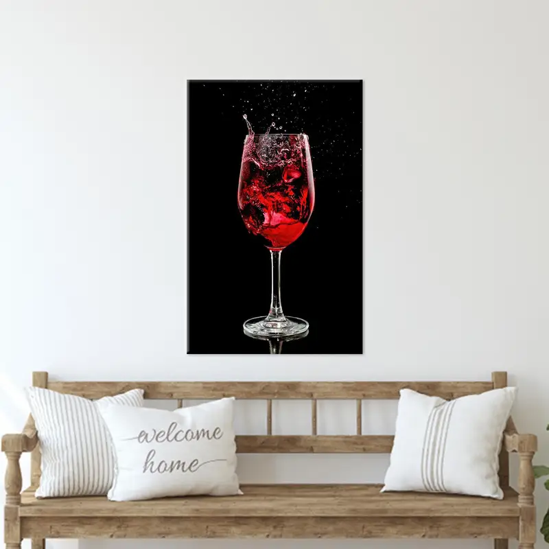 Red Wine Splash Art, Wine Canvas Decor, Red Wine Art, Red Wall Art, Black and Red Art, Trendy Canvaas Art, Kitchen Art Decor,  Bar Wall Art - 2