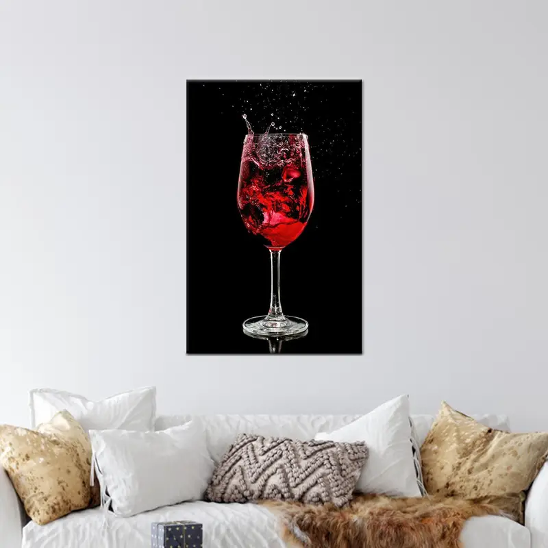Red Wine Splash Art, Wine Canvas Decor, Red Wine Art, Red Wall Art, Black and Red Art, Trendy Canvaas Art, Kitchen Art Decor,  Bar Wall Art - 1