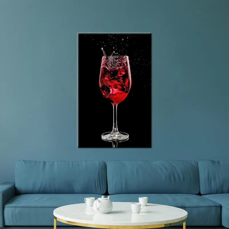 Red Wine Splash Art, Wine Canvas Decor, Red Wine Art, Red Wall Art, Black and Red Art, Trendy Canvaas Art, Kitchen Art Decor,  Bar Wall Art - 3