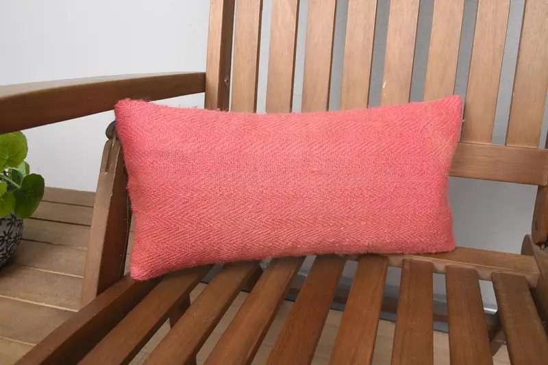 Vintage Antique Wool Cushion Cover, 8x16 inch LuxuryPink Pillow Cover - 1