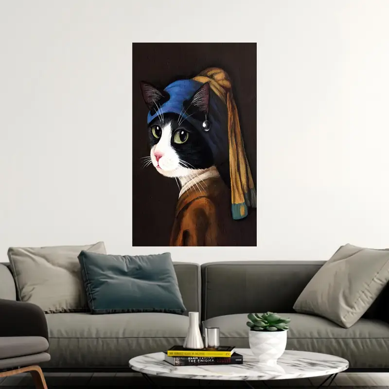 エレガントでモダンな抽象的な猫好きのプリントガラス - ユニークなデザイン