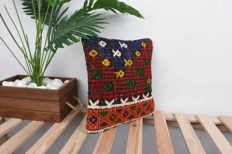 12x12 Red Cushion Cover, Throw Kilim Pillow, Antique Pillows, Living Room Throw Cushion Case, Kilim Cushion Sham, Cushion Case - 4