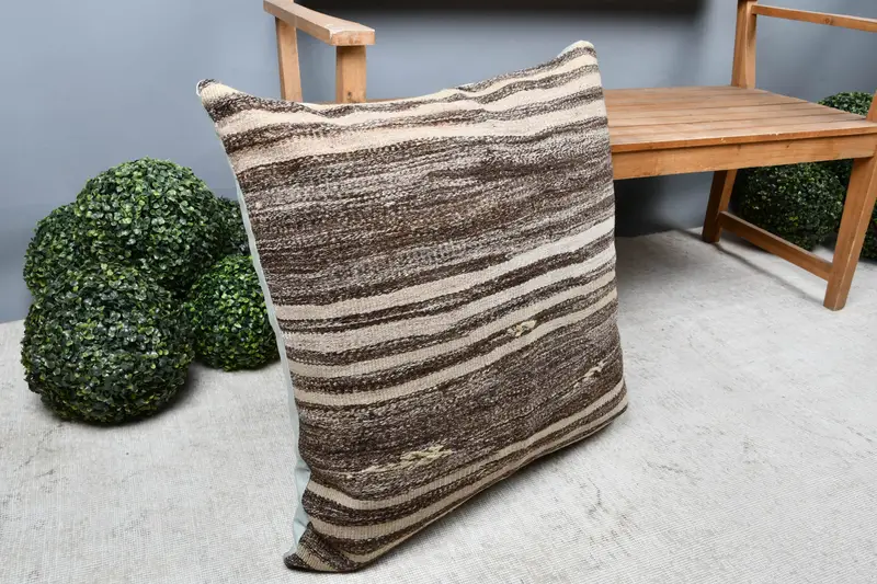Pillow for Couch, Cushion, Neutral Cushion, Pillow for Sofa, Boho Pillow, Seat Cushion Case, 28x28 Brown Pillow Cover, Yoga Pillow Case - 7