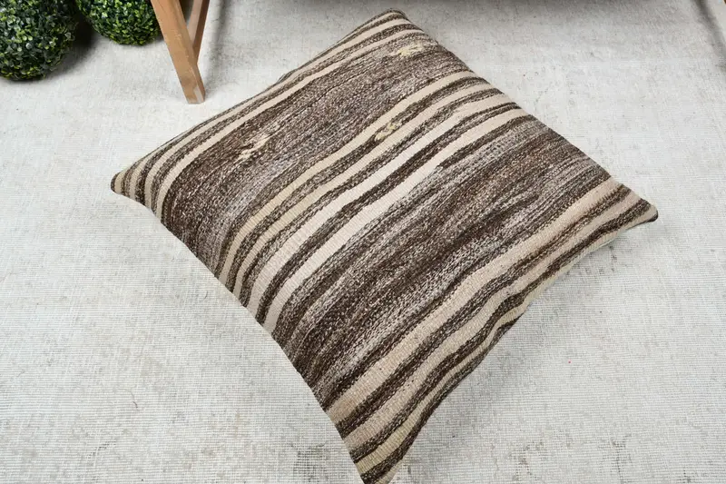 Pillow for Couch, Cushion, Neutral Cushion, Pillow for Sofa, Boho Pillow, Seat Cushion Case, 28x28 Brown Pillow Cover, Yoga Pillow Case - 8