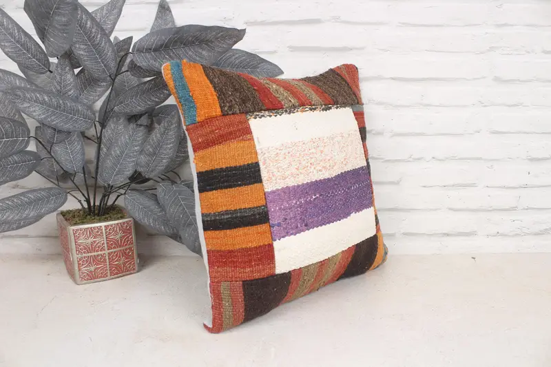 Gift Pillow, Pillow, Living Room Throw Pillow Cover, Outdoor Cushion Cover, Interior Designer Pillow, 16x16 Brown Pillow, Turkish Kilim Pillow - 3