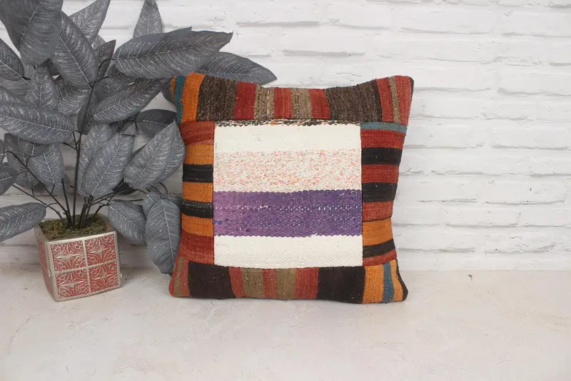 Gift Pillow, Pillow, Living Room Throw Pillow Cover, Outdoor Cushion Cover, Interior Designer Pillow, 16x16 Brown Pillow, Turkish Kilim Pillow - 1