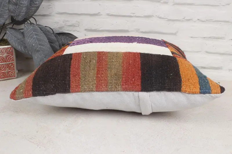 Gift Pillow, Pillow, Living Room Throw Pillow Cover, Outdoor Cushion Cover, Interior Designer Pillow, 16x16 Brown Pillow, Turkish Kilim Pillow - 6