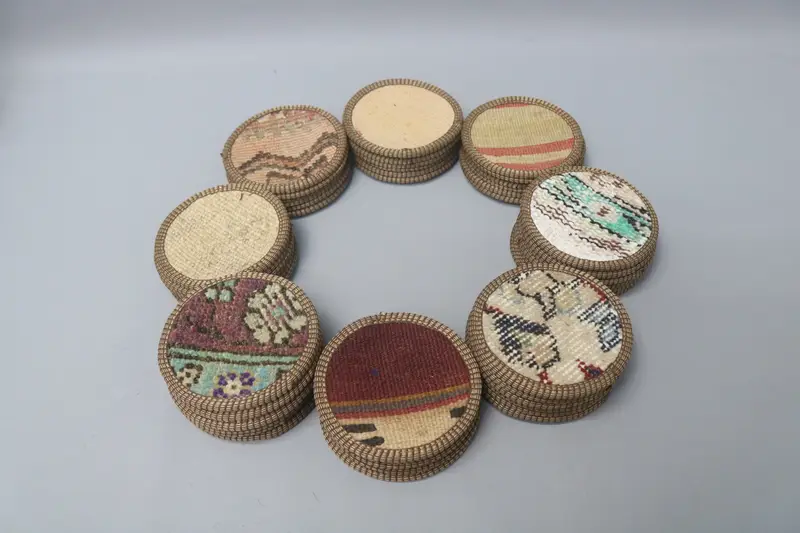 Bohemian Pattern Round Coaster, Unique Kilim Coaster