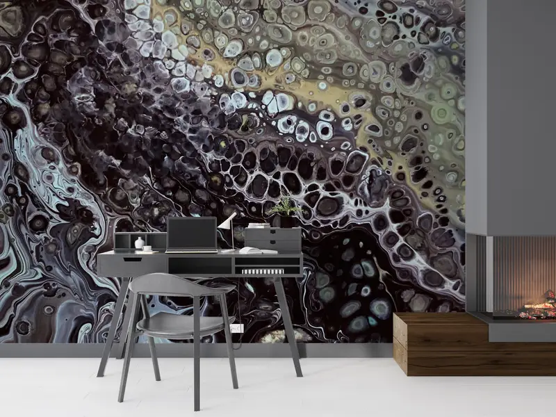 Modern Wall Paper,Bright Wall Paper,Black Wall Print,Black and Beige Wall Art,Paper Wall Art ,Oil Painting Print,Abstract Wall Art, - 4