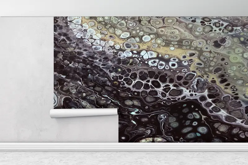 Modern Wall Paper,Bright Wall Paper,Black Wall Print,Black and Beige Wall Art,Paper Wall Art ,Oil Painting Print,Abstract Wall Art, - 1