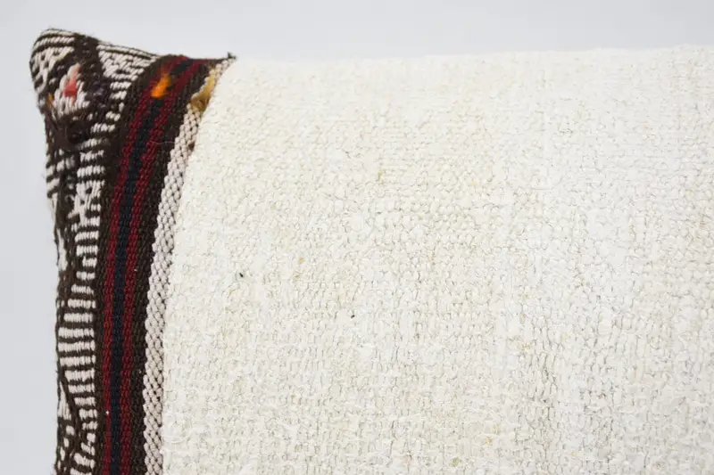 Hippie Throw Cushion, Pillow Sham, Pillow for Sofa, Gift Pillow, Ethnical Kilim Rug Pillow, 12x24 White Cushion Cover, Southwestern Pillow - 2