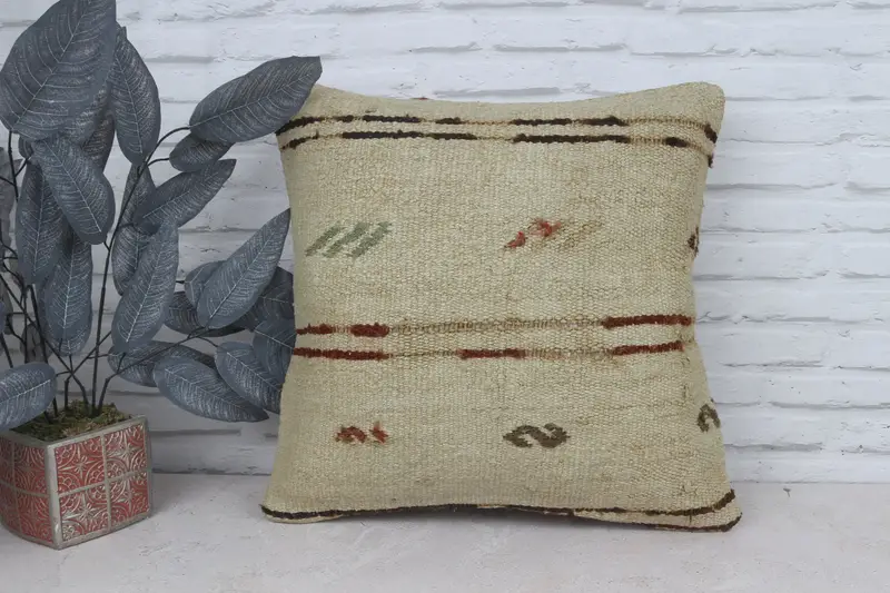 Pillow for Couch, Southwestern Pillow Case, Garden Cushion Case, Turkish Pillow, 20x20 Beige Cushion Case, Antique Pillows, Pillow - 1