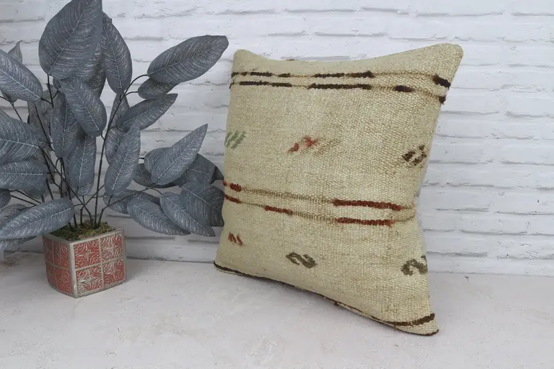 Pillow for Couch, Southwestern Pillow Case, Garden Cushion Case, Turkish Pillow, 20x20 Beige Cushion Case, Antique Pillows, Pillow - 5