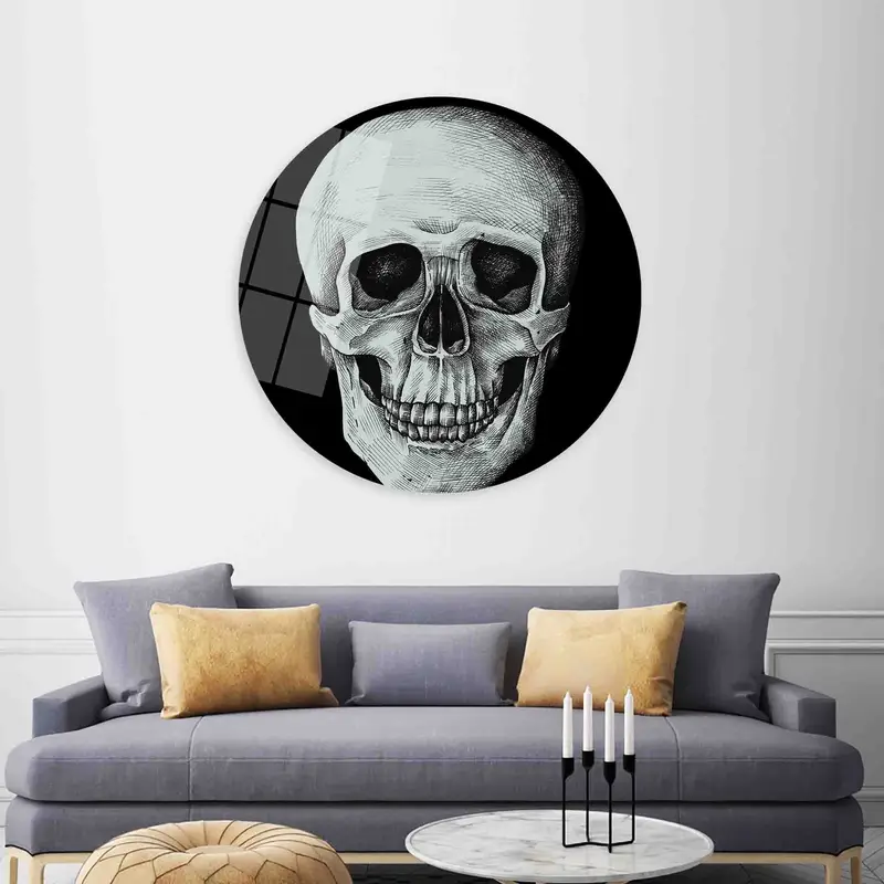 Elegant Black and White Horror Canvas for Man Cave Loft