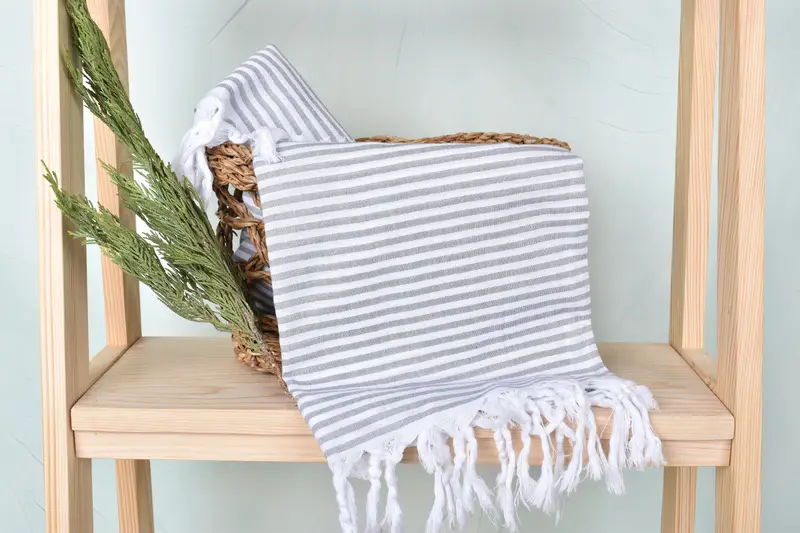 Turkish Towel USA, Sand-Resistant Peshtemal, Bathroom Towel, Personalized Towel, Sand-resistant towel, Decorative Towel, 68x36 Cotton Striped Towel - 4