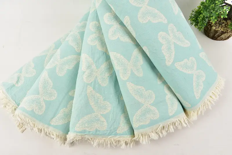 Boho Throw Blankets, Bachelorette Large Towel, Bedspread Quenn, 96x80 Cotton Butterfly Pattern Towel, Bridal Shower Gift, Custom Wedding Gifts - 4