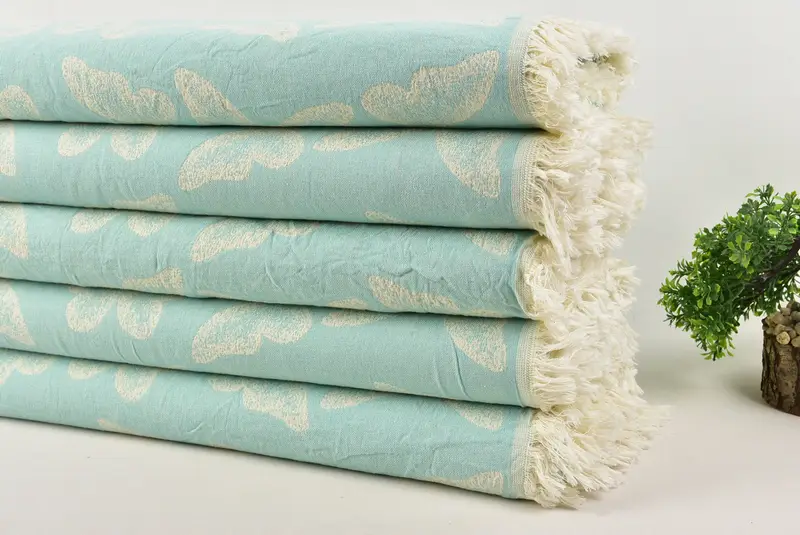 Boho Throw Blankets, Bachelorette Large Towel, Bedspread Quenn, 96x80 Cotton Butterfly Pattern Towel, Bridal Shower Gift, Custom Wedding Gifts - 3