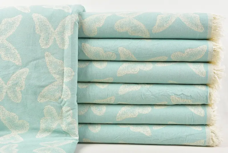 Boho Throw Blankets, Bachelorette Large Towel, Bedspread Quenn, 96x80 Cotton Butterfly Pattern Towel, Bridal Shower Gift, Custom Wedding Gifts - 1