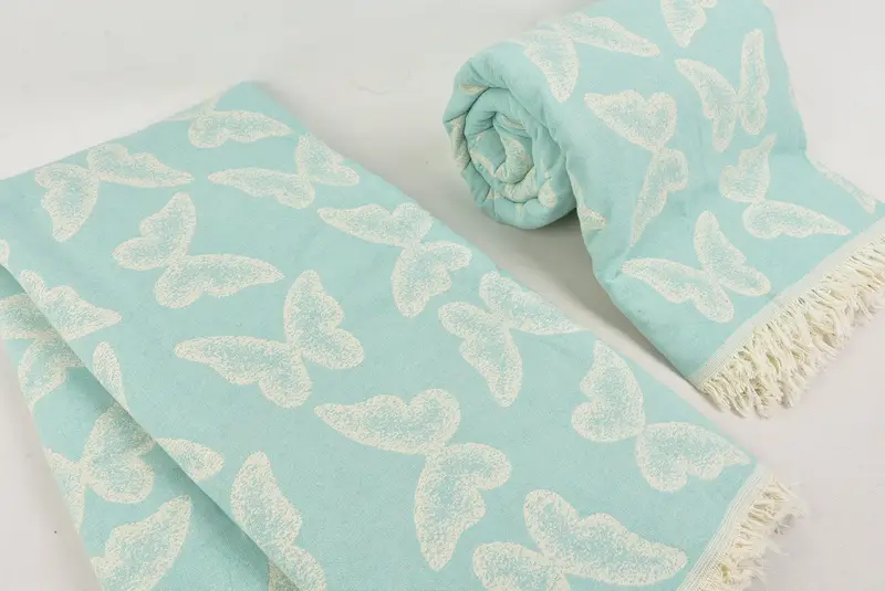 Boho Throw Blankets, Bachelorette Large Towel, Bedspread Quenn, 96x80 Cotton Butterfly Pattern Towel, Bridal Shower Gift, Custom Wedding Gifts - 7