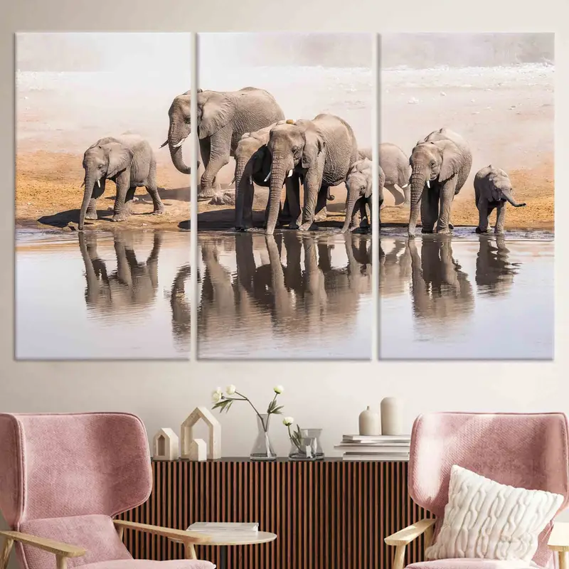 Büyük Afrika Filleri Sanat, Fil Duvar Dekoru, Fil Aile Sanatı, Hayvan Duvar Sanatı, 3D Tuval Sanatı, Kişiselleştirilmiş Hediye, Çiftlik Evi Duvar Sanatı, - 2