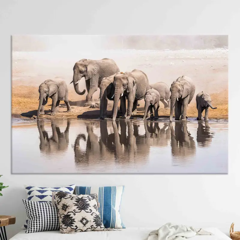 Büyük Afrika Filleri Sanat, Fil Duvar Dekoru, Fil Aile Sanatı, Hayvan Duvar Sanatı, 3D Tuval Sanatı, Kişiselleştirilmiş Hediye, Çiftlik Evi Duvar Sanatı, - 1