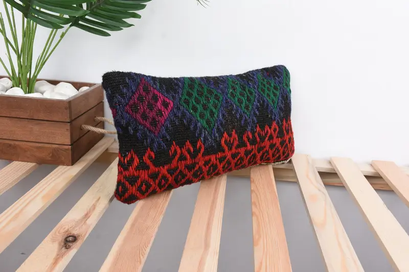 Vintage Kilim Throw Pillow, Ethnic Pillow Cover Cushion Cover, Pillow, Boho Pillow, Handmade Kilim Cushion, 8x16 Red Cushion - 4