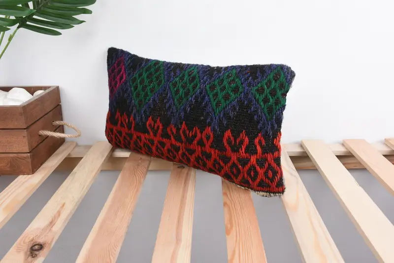 Vintage Kilim Throw Pillow, Ethnic Pillow Cover Cushion Cover, Pillow, Boho Pillow, Handmade Kilim Cushion, 8x16 Red Cushion - 5
