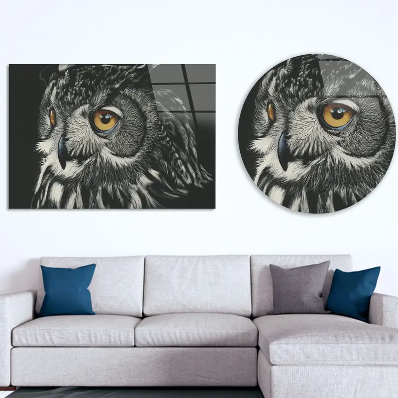 ロフト、男の洞窟、農家用のエレガントなフクロウ愛好家キャンバスアート
