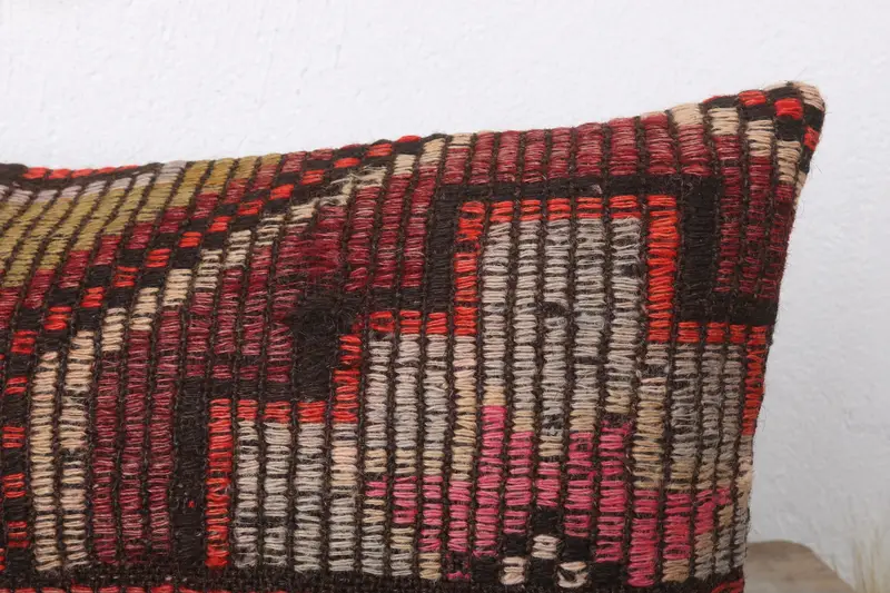 Vintage Kilim Pillow, Antique Pillows, Garden Cushion Case, 12x24 Blue Pillow, Pillow, Pillow for Couch, Neutral Pillow Case, Indoor Pillow Sham - 5