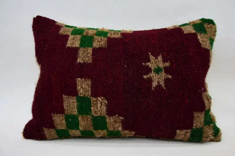 Pillow for Sofa, Pillow Case, 16x24 Red Cushion Case, Kilim Cushion Sham, Gift Pillow, Authentic Cushion Case, Bench Pillow Case - 1