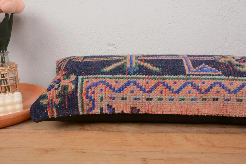 Office Chair Cushion Cover, Handmade Kilim Cushion, 12x36 Pink Pillow Case, Pillow Sham, Kilim Cushion Sham, Vintage Kilim Pillow - 5