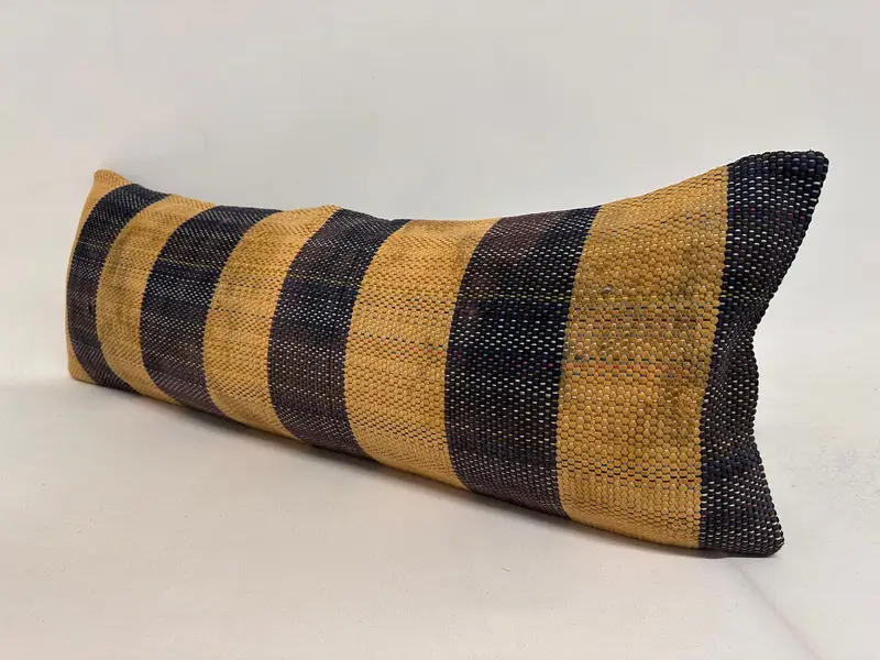 Boho -Kissen, antike Kissen, traditionelles Kissengehäuse, Kissenbedeckung, Kilimkissenschein, 12 x 36 gelbe Kissengehäuse, Sesselkissenschein - 3