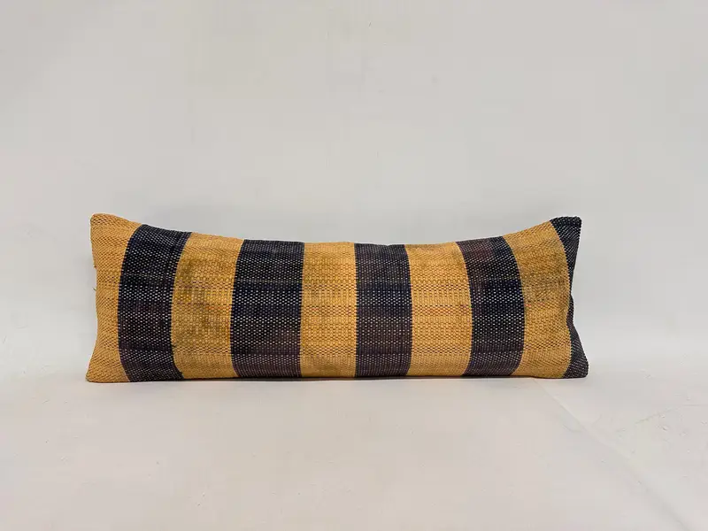 Boho -Kissen, antike Kissen, traditionelles Kissengehäuse, Kissenbedeckung, Kilimkissenschein, 12 x 36 gelbe Kissengehäuse, Sesselkissenschein - 1