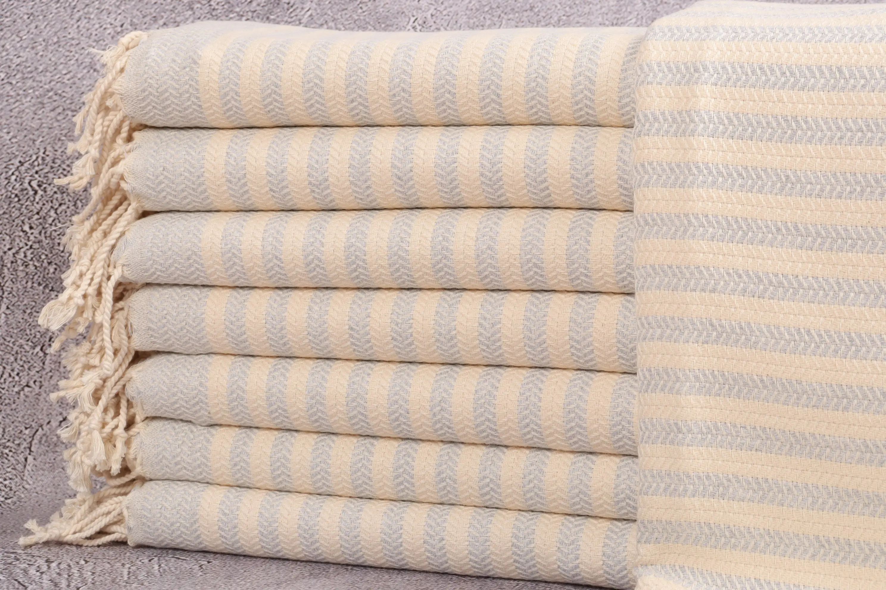 Toptan Türk Havlusu, Banyo Havlusu Bej Chevron, 40x71 İnç - 1