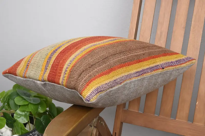 16x16 Red Pillow, Boho Chic Pillow Sham, Pillow, Interior Designer Pillow, Vintage Throw Cushion Cover, Boho Pillow Sham Cover, Throw Kilim Pillow - 6