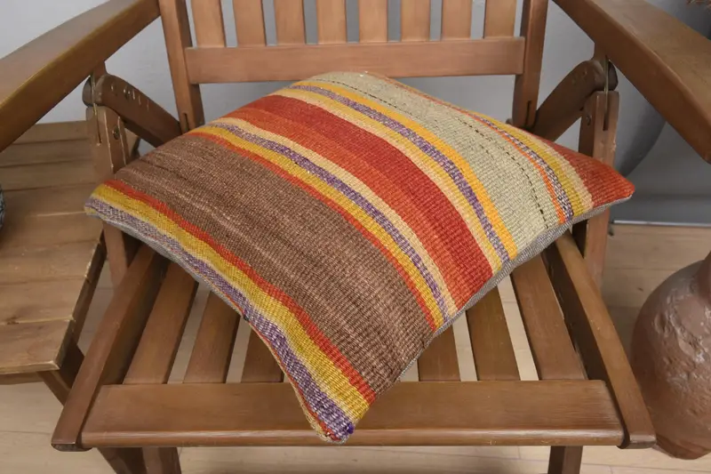 16x16 Red Pillow, Boho Chic Pillow Sham, Pillow, Interior Designer Pillow, Vintage Throw Cushion Cover, Boho Pillow Sham Cover, Throw Kilim Pillow - 4
