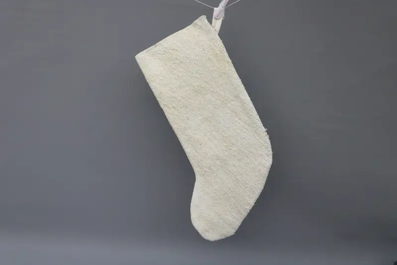 Beyaz Süslü Bej Noel Çorabı, Şenlikli Tatil Dekoru